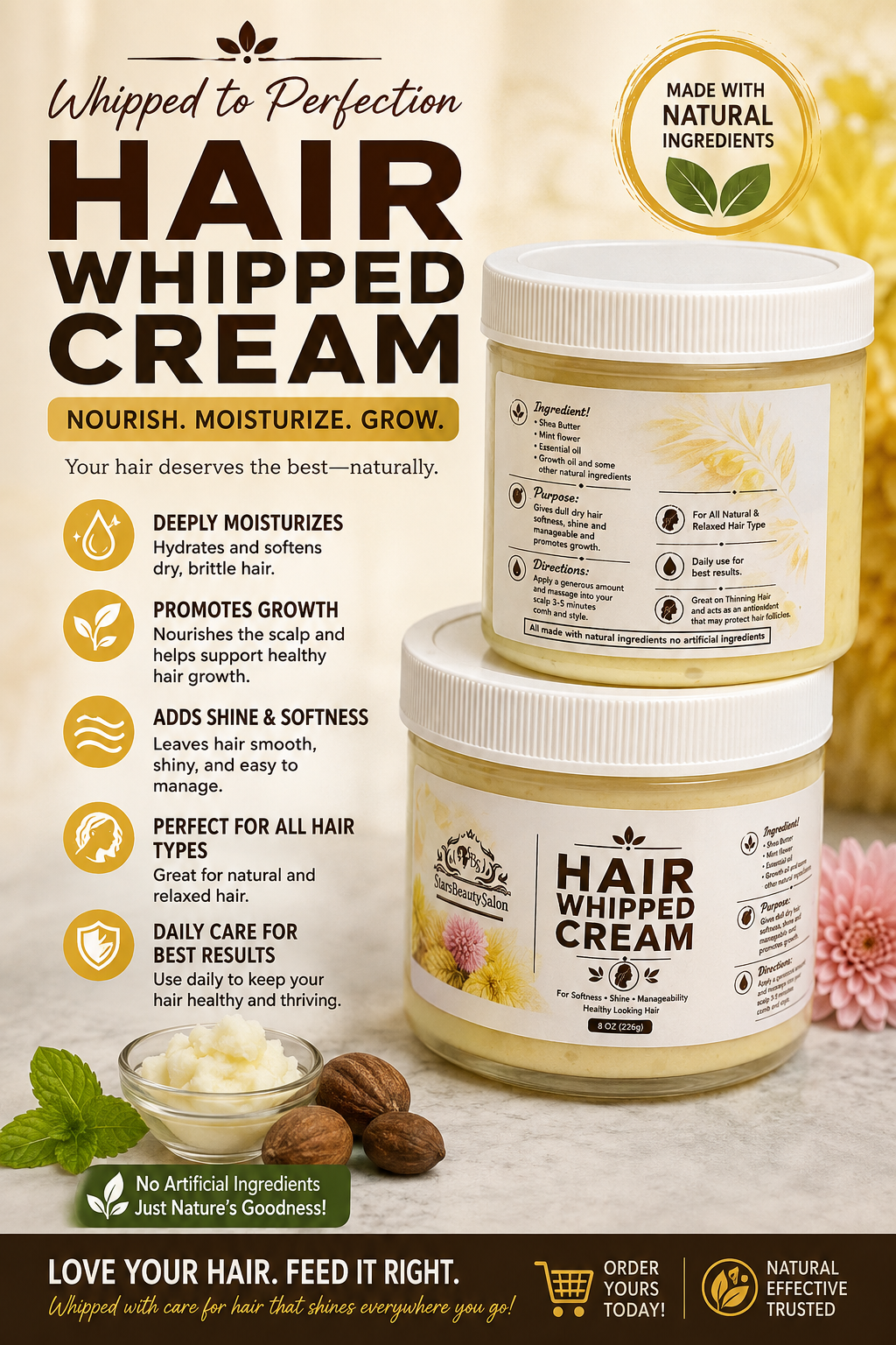 Hair Whipped Cream — 8 oz | Shea Butter Moisturizer for Natural & Relaxed Hair