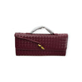 Burgundy Woven Leather Knot Clutch & Top-Handle Bag